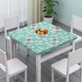 thumbnail image 3 of Turquoise Daisy Flower Yellow Centers Pattern Square Fitted Tablecloth with Elastic Edge,Square Table Cover,Washable Elastic Table Cover for Home Kitchen Party Decor 36"x36", 3 of 6