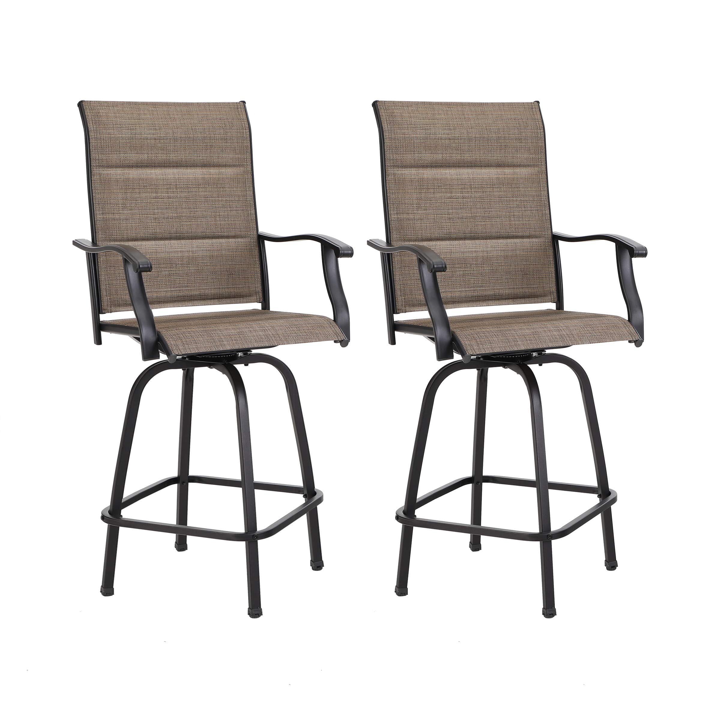 Mf Studio Outdoor Swivel Bar Stool Set Of 2 Patio Bar Chair Padded