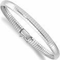 thumbnail image 3 of 14K White Gold Jbsp's 6mm Domed 7Inch Omega Bracelet (7 X 6) Made In Italy 1065w-7, 3 of 5