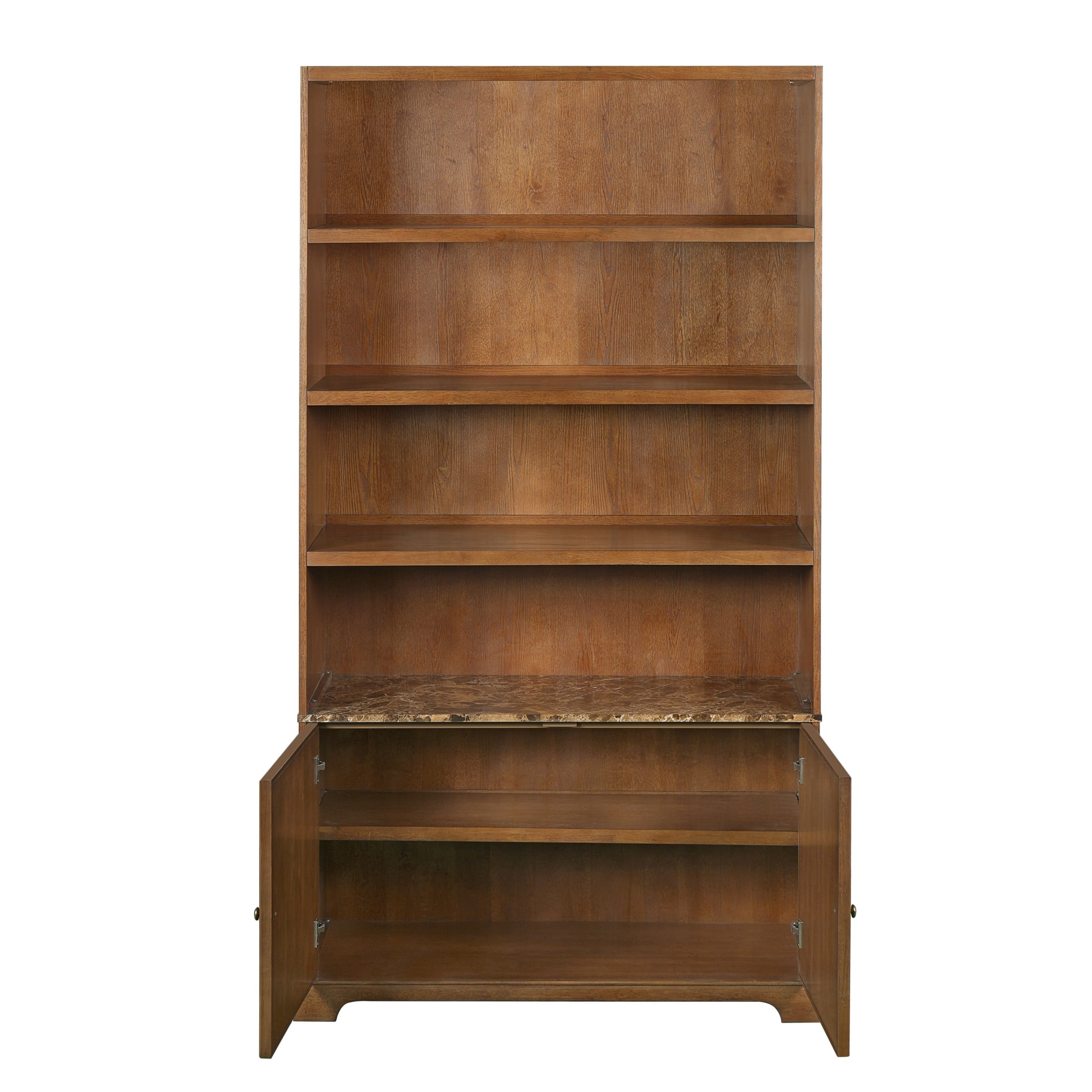 Christopher Knight Home 91" Bookcase Storage Cabinet with Display Shelves and Fluted Doors, Walnut