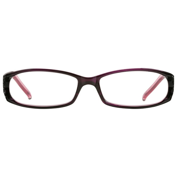 M  Womens Rectangular Plastic Reading Glasses 3.00 Amber in Purple with Rhinestones