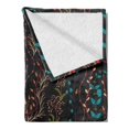 thumbnail image 2 of Floral Soft Flannel Fleece Throw Blanket, Colorful Herbs and Flowering Stems on Dark Backdrop Nature Coming Alive in Spring, Cozy Plush for Indoor and Outdoor Use, 50" x 70", Multicolor, by Ambesonne, 2 of 5
