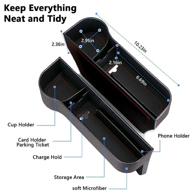 JJKBVCLO Car Seat Filler Organizer 1PCS Driver Position Multifunctional Car Seat Storage Box With Cup Holders Auto Console Side Car Front Seat Organizer For Holding Phone Sunglasses Keys