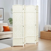 Resenkos 4-Panel 6' Tall Folding Room Divider - Freestanding Wood Privacy Screen for Home Office, White