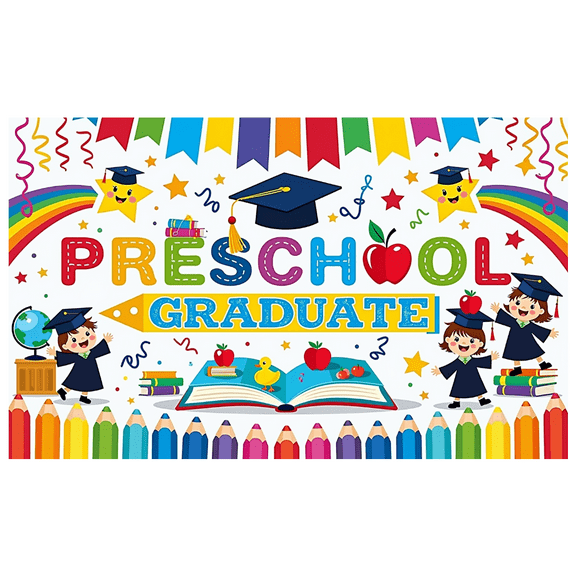 Polyester Banner Preschool Graduation Colorful Decoration for Ceremony Party Event School
