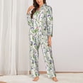 thumbnail image 2 of Fotbe Wisteria Flower Pattern Long Sleeve Pajama Set for Women,Sleepwear Set,2-piece Loungewear Set,Soft PJs Comfy Nightwear with Pockets -Large, 2 of 7