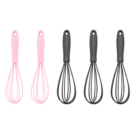 

5 Pcs Premium Kitchen Mini Silicone Whisks - Mini Whisk Set Egg Beater for Stirring Cooking Baking Milk Frother Kitchen Utensils Gadgets 2 Pink + 3 Grey