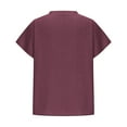 thumbnail image 4 of Tees for Women Oversized Cotton Linen Short Sleeve V Neck Basic Shirts Summer Casual Solid Color Tops, 4 of 7