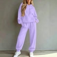 thumbnail image 2 of Trgacdwlo Fleece Lined Sweatsuit Women 2 Piece Outfits Tracksuit Fuzzy Jogging Suit Hooded Set Fall Winter Warm Plush Womens Matching Sweat Set Light Purple L, 2 of 6