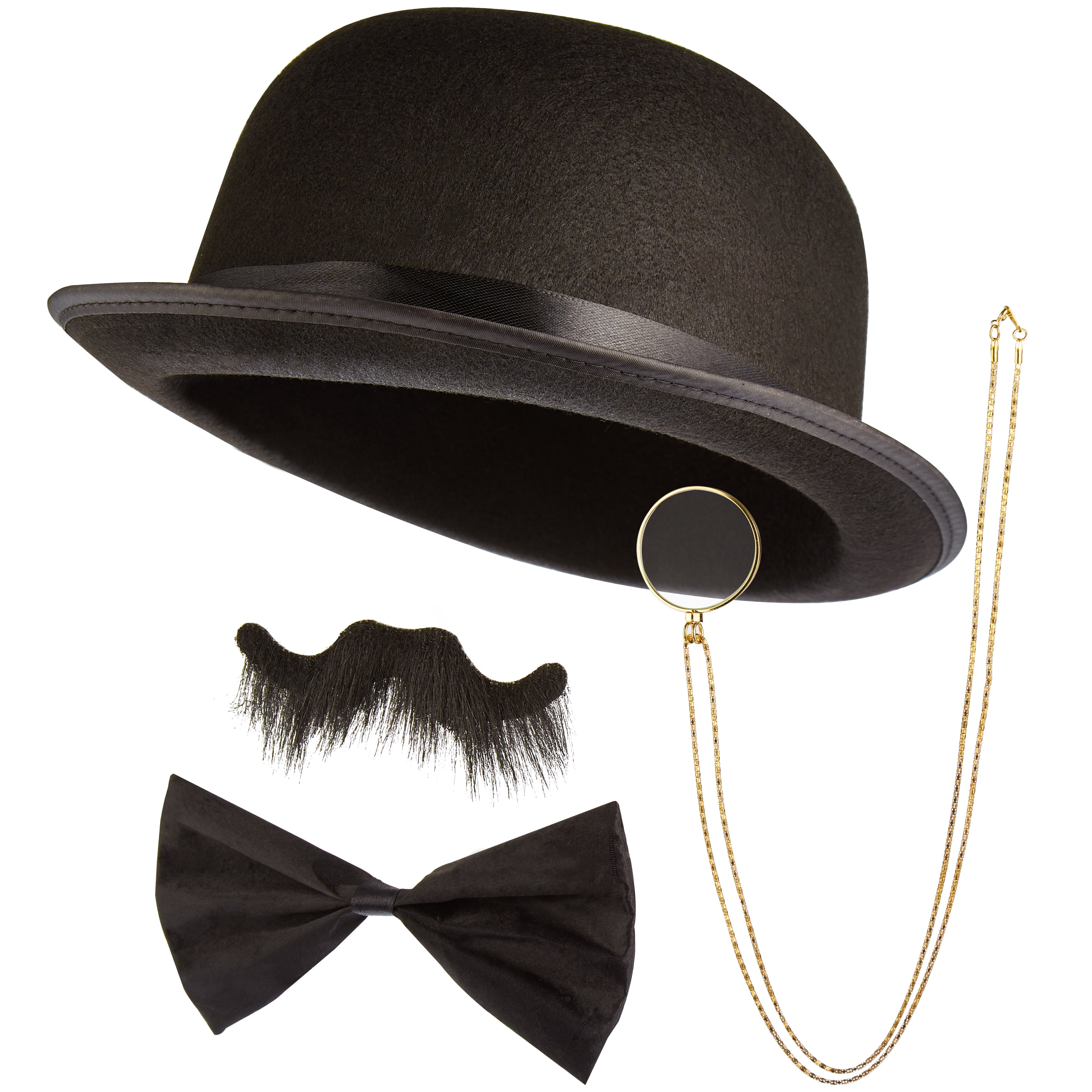 Black 1920s Fake Monocle On Cord Old Gentlemans Fancy Dress Costume Accessory 