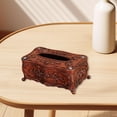 thumbnail image 1 of Caja de pañuelos con tapa, soporte para pañuelos de escritorio, almacenamiento de toallas de papel, regalos, dispensador de servilletas multiusos para Rojo marrón, 1 of 8