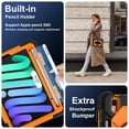 thumbnail image 2 of Funda Resistente a Golpes para iPad A16 11th / iPad A16 10th, Funda Protectora de Silicona Anti-caída + Capa de PC con Asa Giratoria de 360°, Correa para el Hombro, Naranja, para iPad A16 11th/10th, 2 of 8