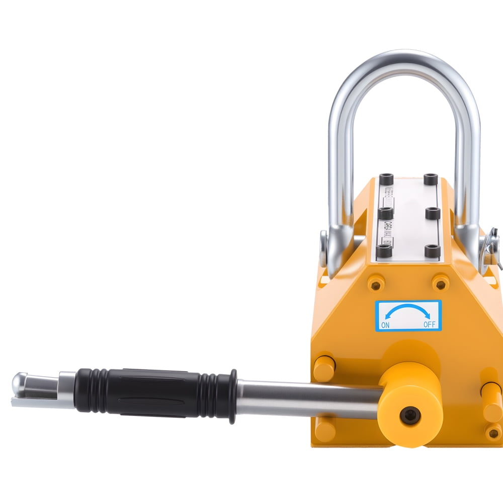 Permanent Magnetic Lifter, 1320 lbs Pulling Capacity, Heavy Duty N42 Neodymium Lifting Magnet with Release Handle and Steel Hook, Used in Shop Crane and Hoist, for Lifting Plate Steel, Board