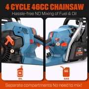 SENIX 46CC 4-Cycle Gas Powered Chainsaw, 16 Bar and Chain, Cordless Chain Saw with Loop Handle for Wood Cutting and Tree Trimming Automatic Oiler, CS4QL-L3