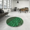 thumbnail image 3 of Ahgly Company Indoor Round Patterned Dark Forest Green Area Rugs, 3' Round, 3 of 6