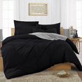 thumbnail image 6 of 7 Piece Bedsheet Sets - 1 Flat Sheet, 1 Fitted Sheet (14 Inch) Deep Pocket, 1 Duvet Cover & 4 Pillowcases - Soft 600TC & Long Staple 100% Egyptian Cotton - Black Solid, King Size., 6 of 9