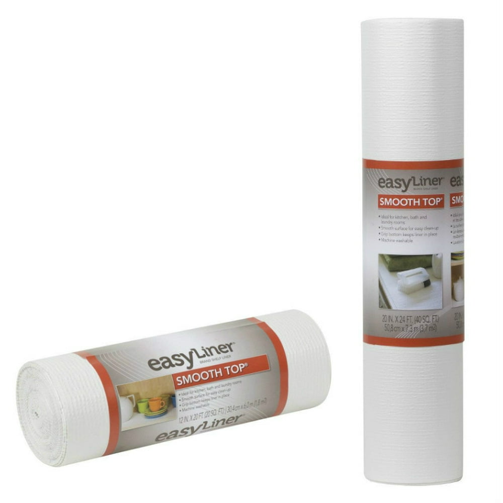 Duck Brand Smooth Top Easy Liner NonAdhesive Shelf Liner, White, 20
