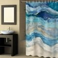 thumbnail image 2 of Fabric Shower Curtain Abstract Blue Gradient Beach Ocean Wave Oil Painting Shower Curtains with 12 Hooks Waterproof Machine Washable Bath Curtains for Bathroom, 36 x 72in, 2 of 6