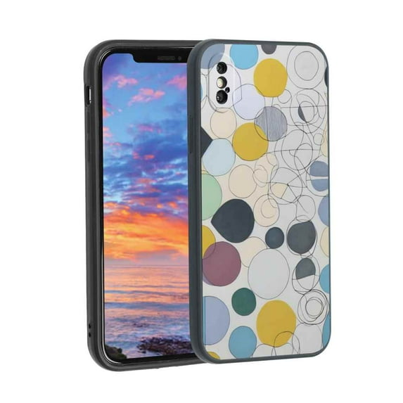 Compatible with iPhone X Phone Case, Geometric-Circles-145 Case Men Women, Flexible Silicone Shockproof Case for iPhone X
