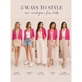thumbnail image 4 of QUALFORT Women's 3/4 Sleeve Cropped Cardigan Sweater, Open Front Shrug, Rose, Size S, 4 of 7