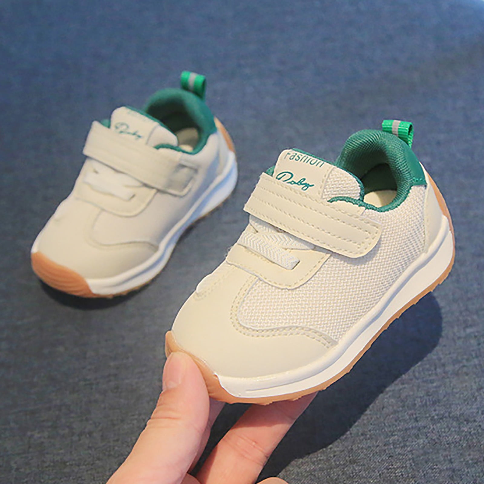 Baby Walking Shoes Kids Fashion Solid Versatile Dual Mesh Breathable Non Functional Sports Shoes Toddler Sneakers Green 2 Years-2.5 Years