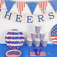 thumbnail image 6 of LEEYNEER 113 Pcs 4th of July Patriotic Party Supplies Decoration 16 Guest American Flag Tableware Set Tablecloth Plates Cups Napkin, 6 of 7