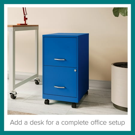 Space Solutions - 18" 2 Drawer Mobile Smart Vertical File Cabinet - Classic Blue