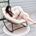 thumbnail image 7 of YOEEMZ Wicker Egg-Shaped Rocking Chair with Thick Cushion, Indoor/Outdoor Patio Papasan Chair for Balcony, Garden, or Living Room – Ivory, 7 of 7
