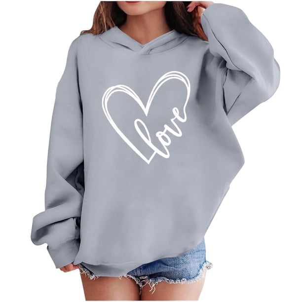 Sudadera con capucha y estampado de corazón de San Valentín, sudadera de manga larga para niños y niñas, chaqueta para niñas de talla mediana y grande.