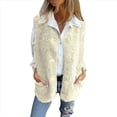thumbnail image 2 of Chalecos de Forro con Cuello en V para Mujer, Chaquetas de Felpa con Botones, Sin Mangas, con Bolsillos. Crema XXL, 2 of 6