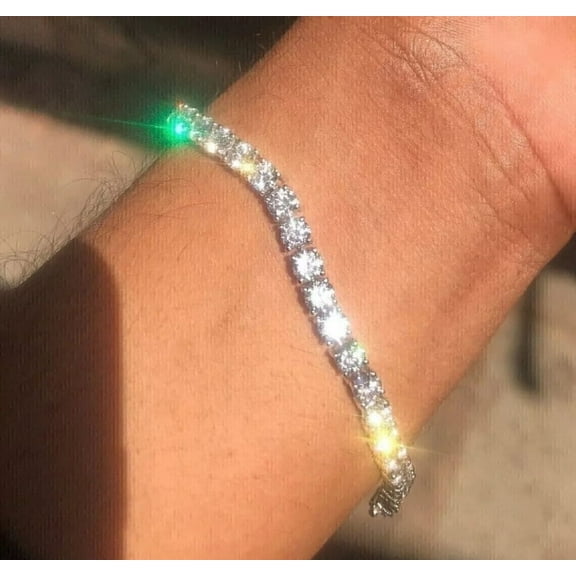 9.50CT Round cut Mossanite Lab Created  Tennis Bracelet 14kt white gold plated