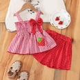 thumbnail image 2 of Staki Girls 2 Piece Outfits Girls Skirt Sets Ruffle Short Sleeve Shirt Tiered Shirred Skirts Clothing Sets 2 Piece Summer Outfits for Kids 2T 3T 4T Red,6 Years, 2 of 8