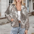 thumbnail image 3 of Jackets for Women Winter Coat Jackets Flannel Stand Collar Jacket(Shiny Snake Skin Print,Size:S-4XL), 3 of 7