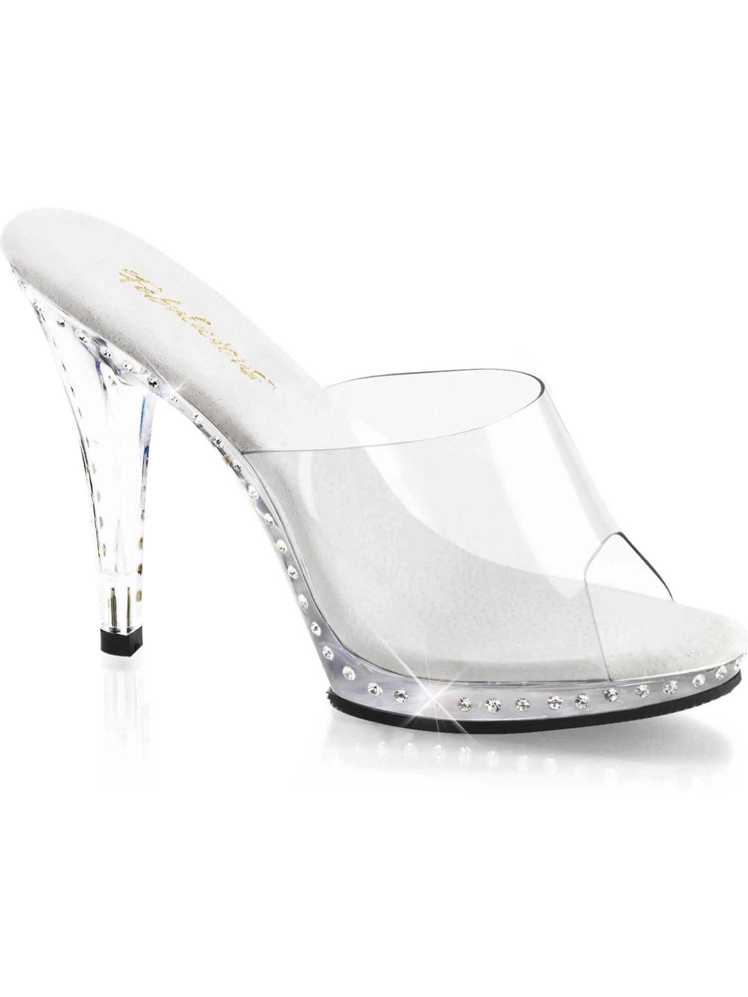 Womens Clear 4.5 inch Clear Heels with 