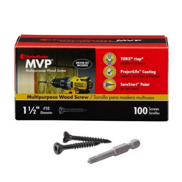 Tornillos para madera FastenMaster MVP Torx Ttap autorroscantes, paquete de 100