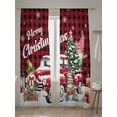 thumbnail image 5 of Christmas Truck Dwarfs Sheer Curtains 84 Inch Long 2 Panels, Winter Snowflakes Red Plaid Light Filtering Rod Pocket Semi Sheer Curtains, Sheer Voile Drapes for Living Room Bedroom, 52"x84", 5 of 5