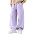 thumbnail image 2 of Xdegoge Tween Boys Baggy Sweatpants Wide Leg Casual Lounge Pants Elastic Waist Athletic Workout Gym Y2K Streetwear Activewear Trousers with Pockets, 2 of 7