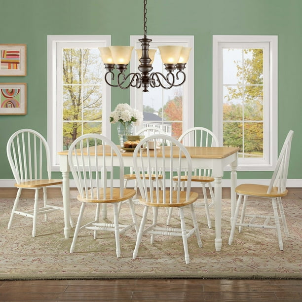 Better Homes and Gardens Autumn Lane 7Piece Dining Set, White and Natural
