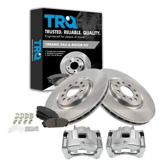 TRQ Brake Pad & Rotor Kit Brake Caliper Brake Pads Brake Rotor Ceramic Fits Select 2016-2019 Jeep Cherokee