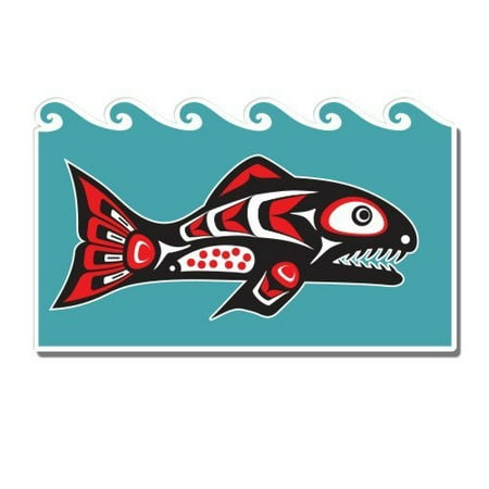 Pacific Northwest Native Design Fish - Vinyl Sticker Waterproof Decal Sticker