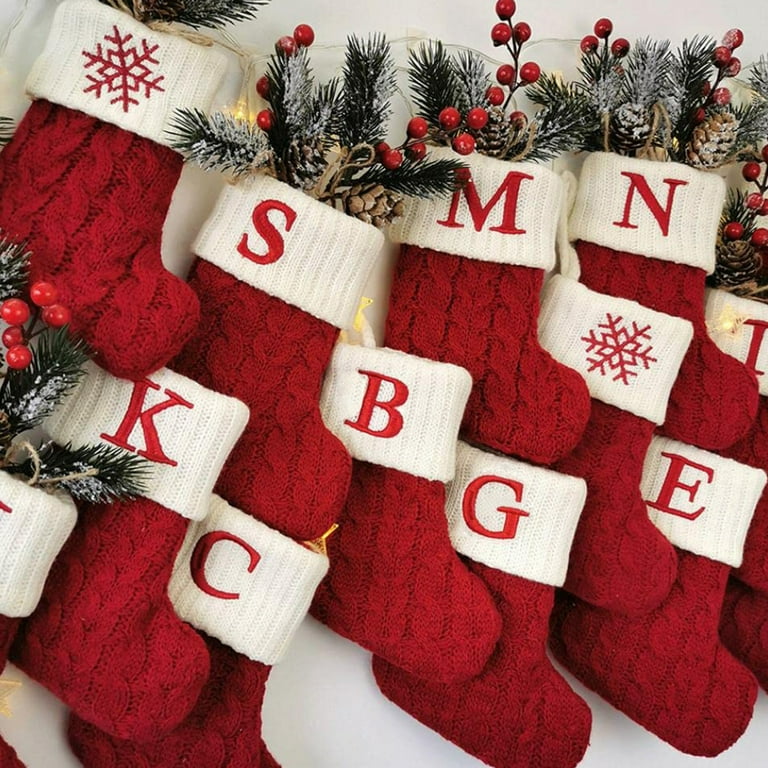 Christmas Stocking With 26 Letter, Initial Embroidered Mini Cute