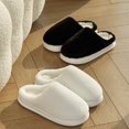 thumbnail image 5 of Zapatillas de felpa de invierno para mujer, chanclas mullidas con plataforma suave, zapatos planos informales para hombre, cómodos, concisos, antideslizantes, para dormitorio, 5 of 5