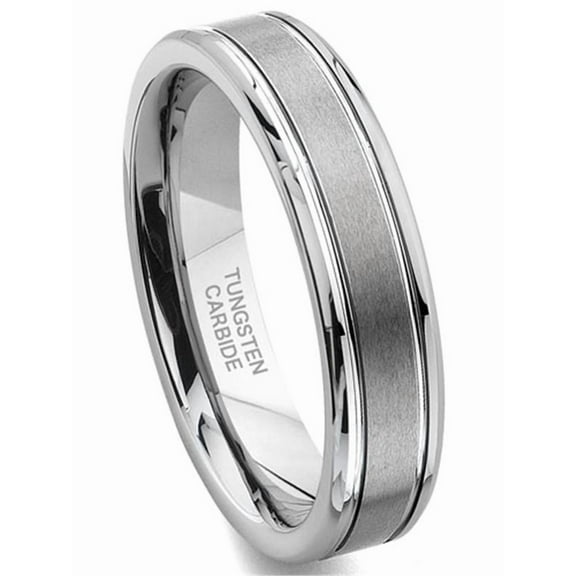 Andrea Jewelers Tungsten Carbide 6MM Grooved Wedding Band Ring Sz 10.0