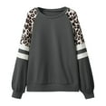 thumbnail image 4 of Women Crewneck Sweatshirts 2025 Spring Trendy Leopard Print Long Sleeve Blouses Casual Business Work Relaxed Fit Tops Grey L, 4 of 5