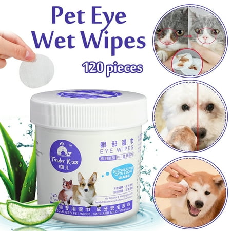 Grooming Wipes - 120 Pieces Pet Eye Wet Wipes Dog Cat Tear Stain Remover Pet Eye Grooming Wipes