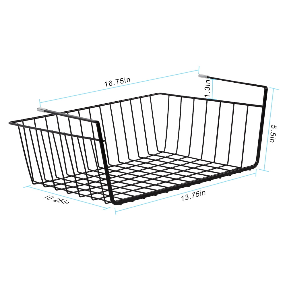 NEX Stackable Shelf Hanging Basket Organizer, Black, 4 Count