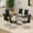 Table and 6 C-shaped Black Chairs Silver Leg, variant on Sumdeal 63" Luxury X-shape Glass Dining Table Room Set for 4,Modern Rectangle Dining Room Table with 4 Velvet Black Dining Chairs with Silver Leg