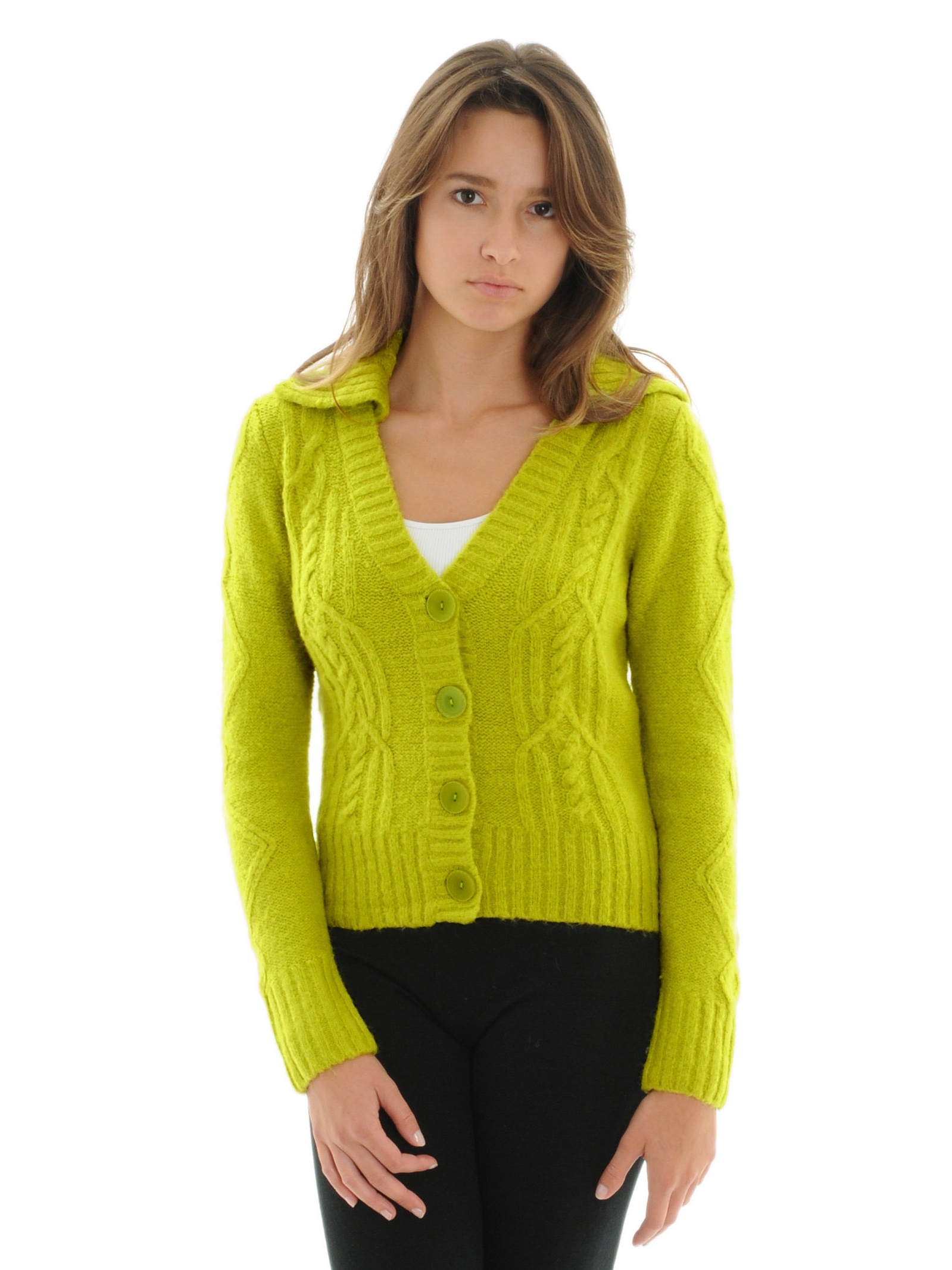 chartreuse cardigan sweater