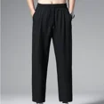 thumbnail image 4 of Pantalones para hombre Pantalones casuales negros rectos para hombre Pantalones holgados de poliéster con bolsillos Harajuku Venta elegante Estilo clásico coreano Moda Y2k, 4 of 5