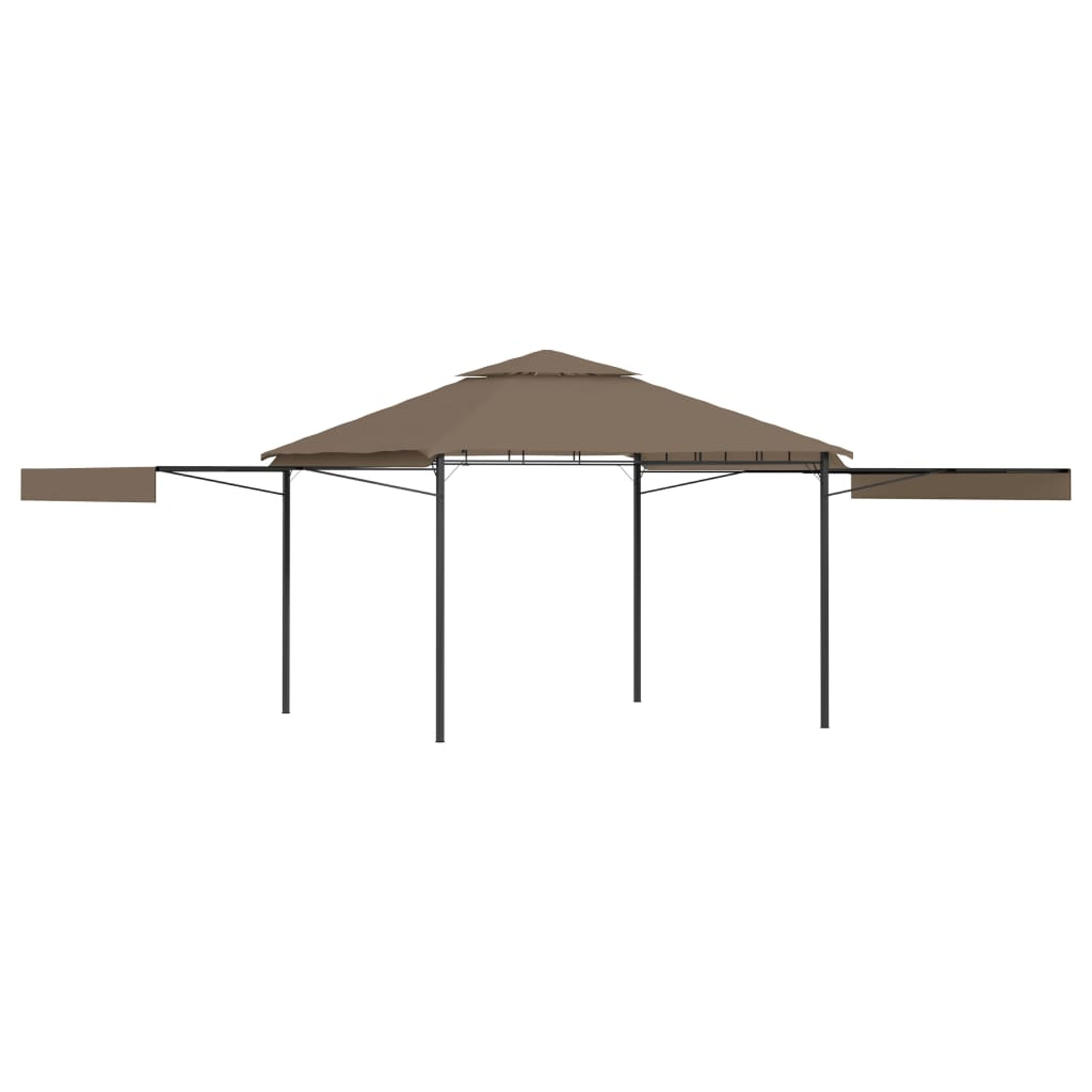 Gazebo with Double Extending Roofs 118.1"x118.1"x108.3" Taupe 180g/m²